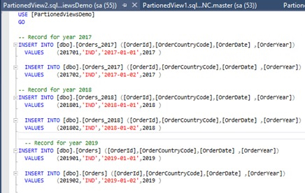 Inserting sample records